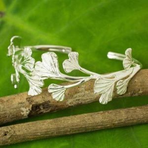 Sterling silver Handmade leaf cuff bracelet